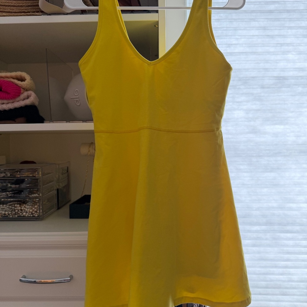 BEYOND YOGA Yellow Flower Heather Spacedye Movement Active Tennis Dress Size M